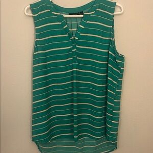 Apt. 9 Teal and White Striped Blouse